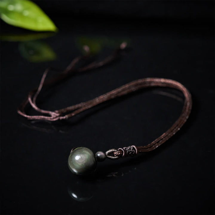 Buddha Stones Collana con ciondolo positivo in ossidiana arcobaleno, ossidiana arcobaleno, ossidiana arcobaleno, occhio di tigre argentato e lucido. - image 15