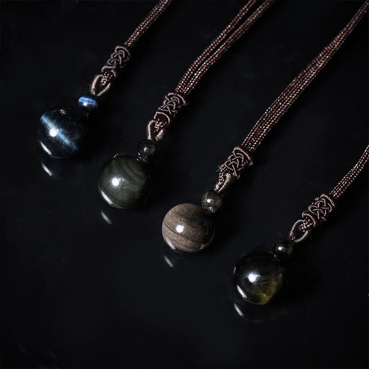 Buddha Stones Collana con ciondolo positivo in ossidiana arcobaleno, ossidiana arcobaleno, ossidiana arcobaleno, occhio di tigre argentato e lucido. - image 18