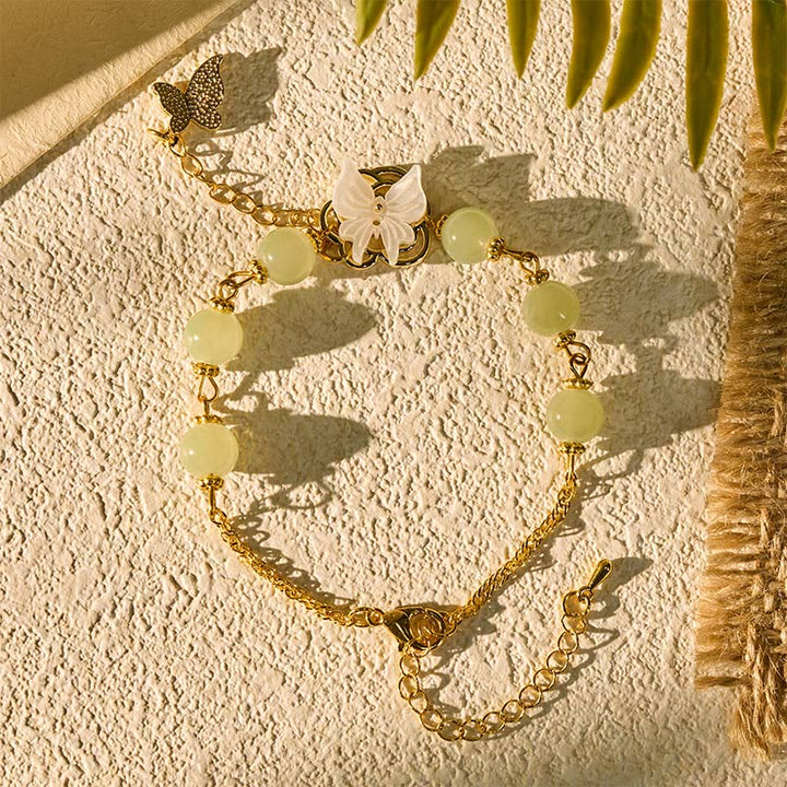 Buddha Stones Braccialetto Liuli con perline di vetro e farfalla, benedizione e amore - image 2