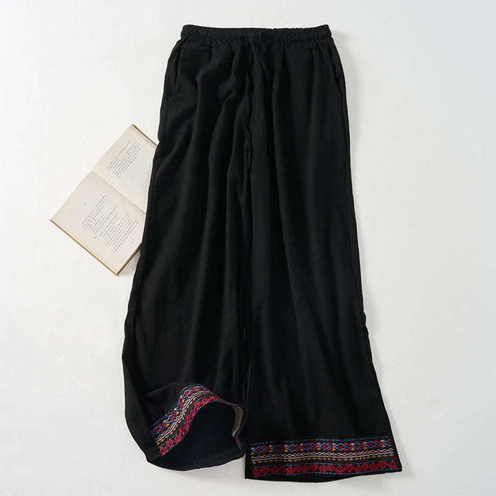 Pantaloni larghi da donna con tasche e righe bohémien semplici Buddha Stones - Nero - US12, UK/AU16, EU44 (XL) - image 10