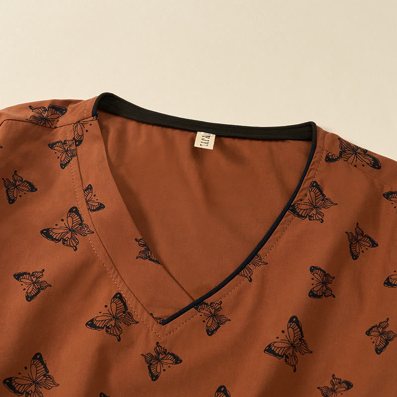 Buddha Stones Camicia da donna in poliestere con scollo a V e maniche lunghe, motivo a farfalla - image 4