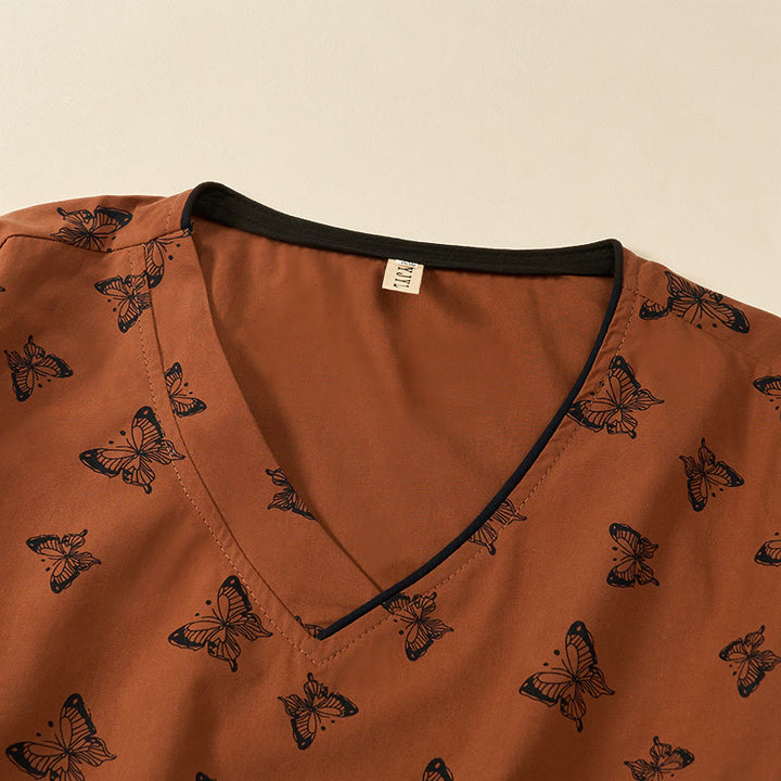 Buddha Stones Camicia da donna in poliestere con scollo a V e maniche lunghe, motivo a farfalla - image 4