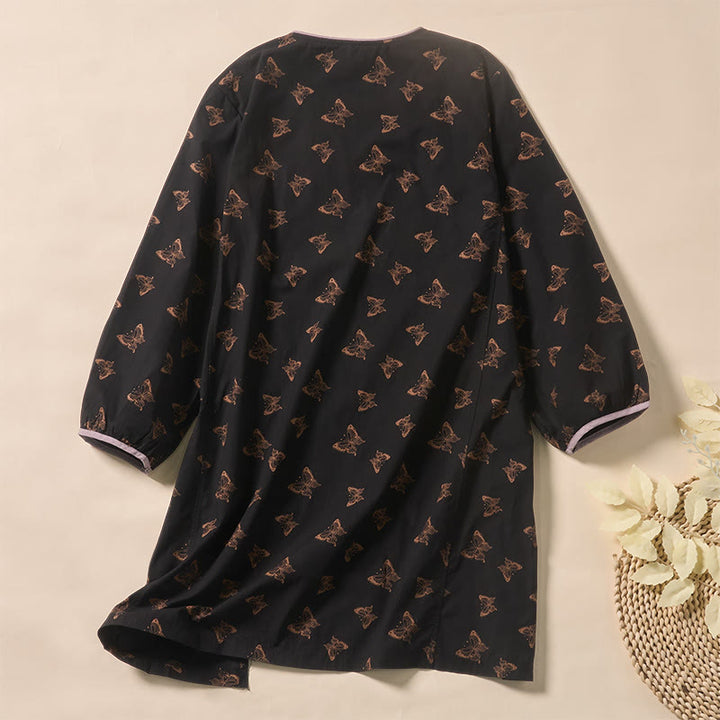 Buddha Stones Camicia da donna in poliestere con scollo a V e maniche lunghe, motivo a farfalla - image 7