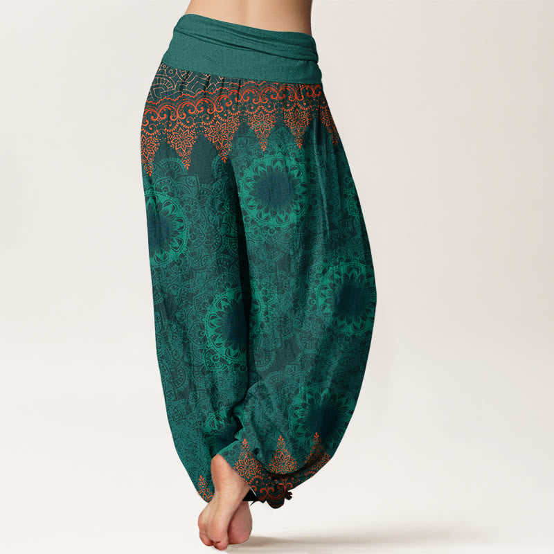 Pantaloni harem da donna in cotone elasticizzato con motivo mandala triangolare in puro cotone Buddha Stones - image 16