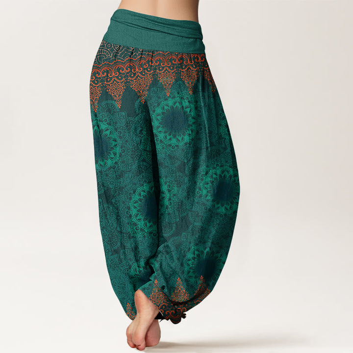 Pantaloni harem da donna in cotone elasticizzato con motivo mandala triangolare in puro cotone Buddha Stones - image 16