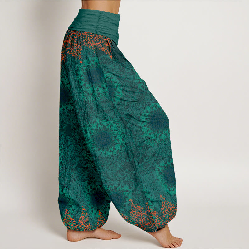 Pantaloni harem da donna in cotone elasticizzato con motivo mandala triangolare in puro cotone Buddha Stones - image 15