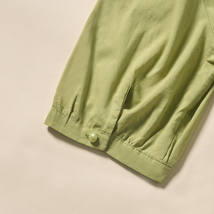 Buddha Stones Camicia da donna a maniche corte con scollo a V, tinta unita, design con bottoni decorativi - image 11