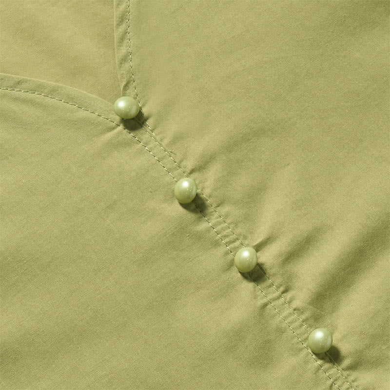 Buddha Stones Camicia da donna a maniche corte con scollo a V, tinta unita, design con bottoni decorativi - image 9