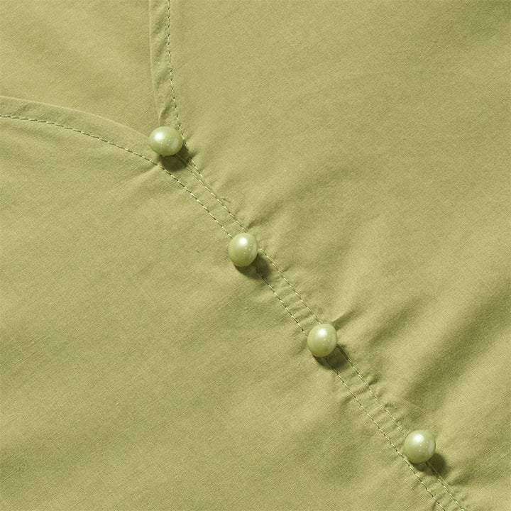 Buddha Stones Camicia da donna a maniche corte con scollo a V, tinta unita, design con bottoni decorativi - image 9