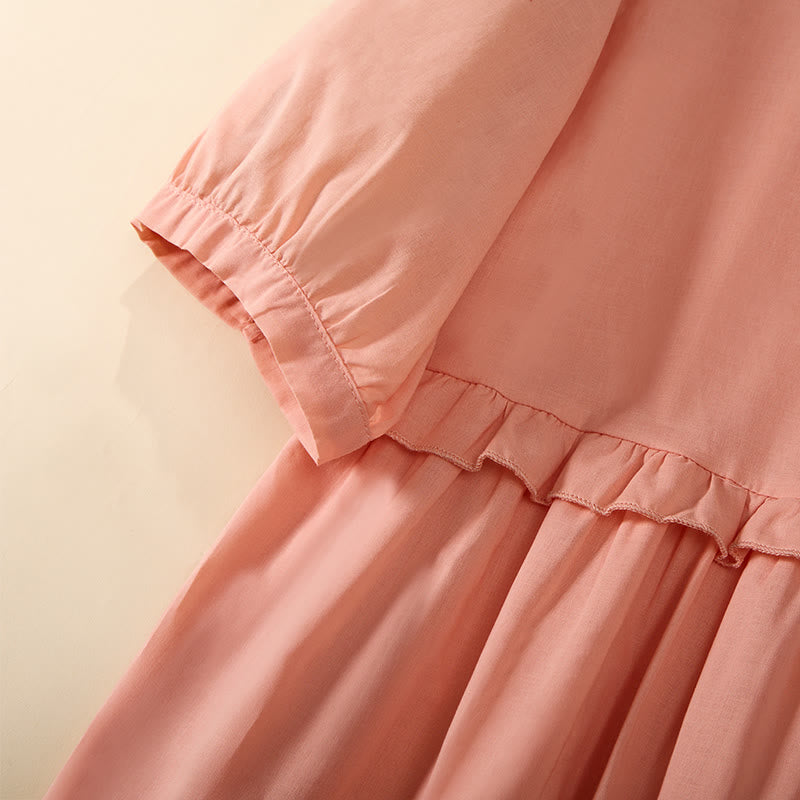 Buddha Stones Camicia da donna a maniche corte con scollo a V, tinta unita, design con bottoni decorativi - image 15