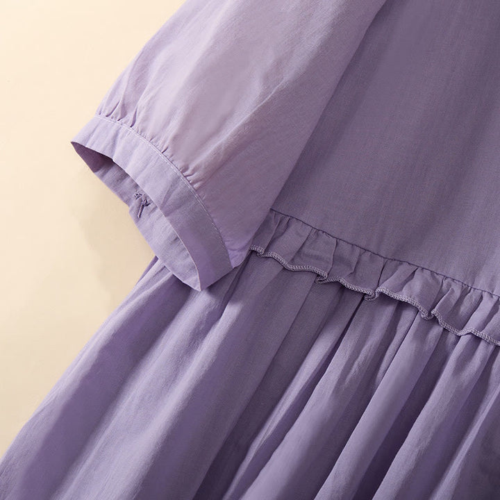 Buddha Stones Camicia da donna a maniche corte con scollo a V, tinta unita, design con bottoni decorativi - image 22