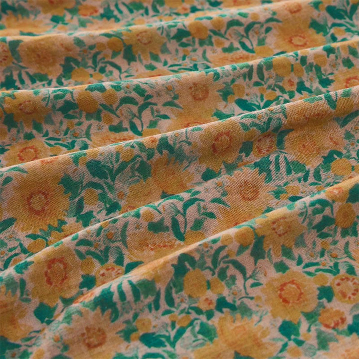 Buddha Stones Camicia da donna in cotone con colletto rialzato, manica corta, motivo floreale, estiva, con bottoni a rana - image 5