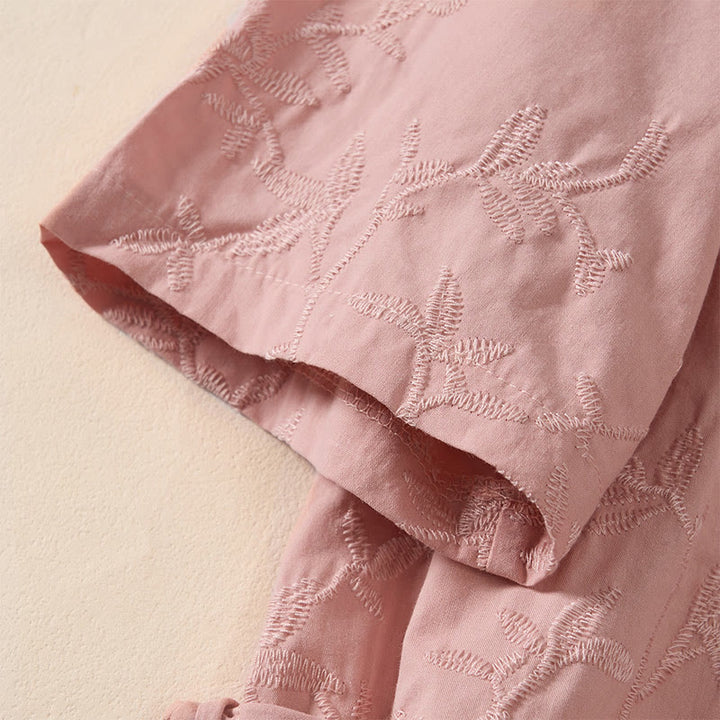 Buddha Stones Camicia da donna in cotone con motivo a foglie, manica lunga e scollo a V primaverile - image 6