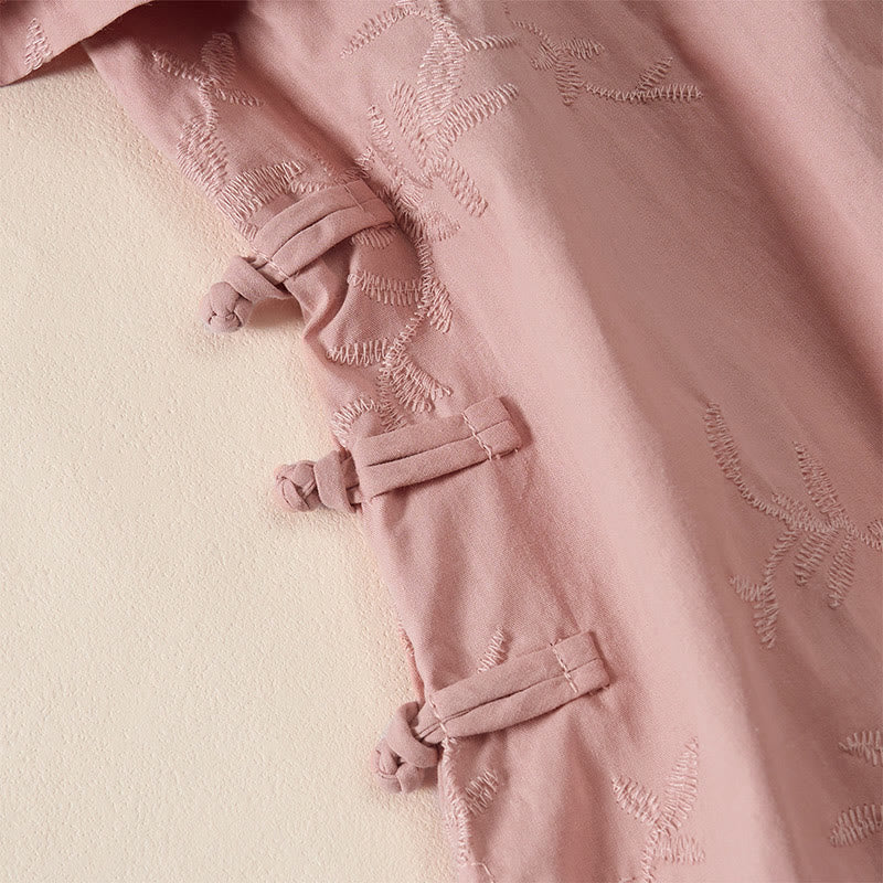 Buddha Stones Camicia da donna in cotone con motivo a foglie, manica lunga e scollo a V primaverile - image 2