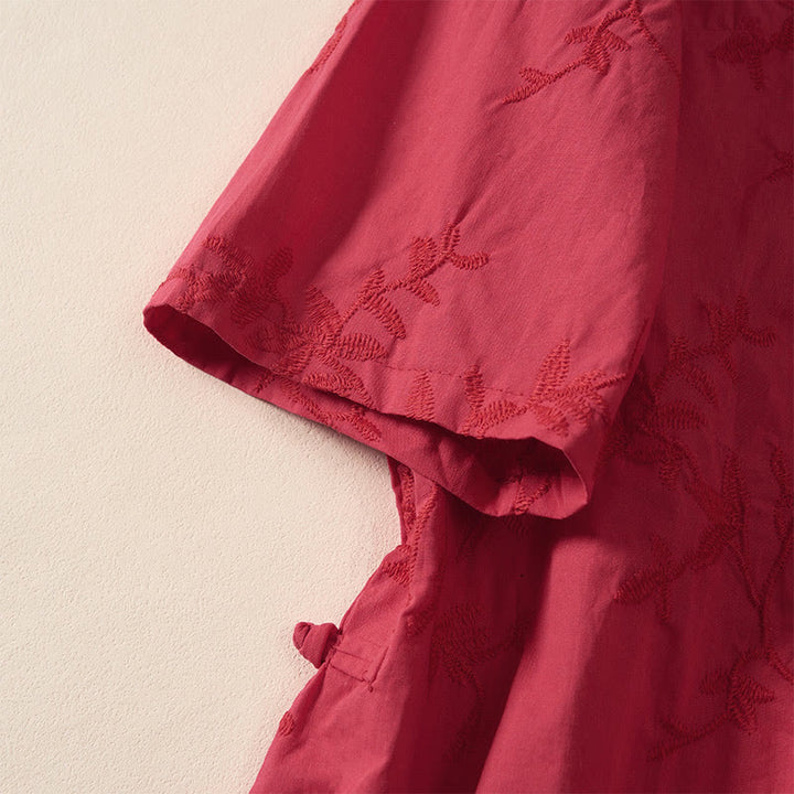 Buddha Stones Camicia da donna in cotone con motivo a foglie, manica lunga e scollo a V primaverile - image 19