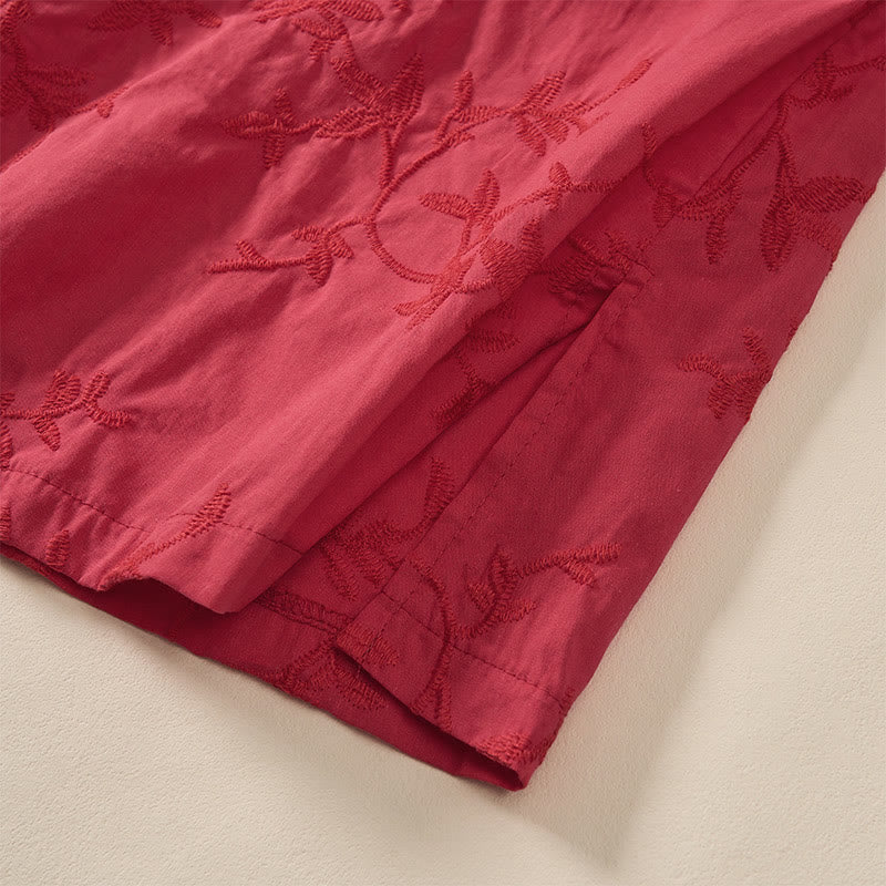 Buddha Stones Camicia da donna in cotone con motivo a foglie, manica lunga e scollo a V primaverile - image 22