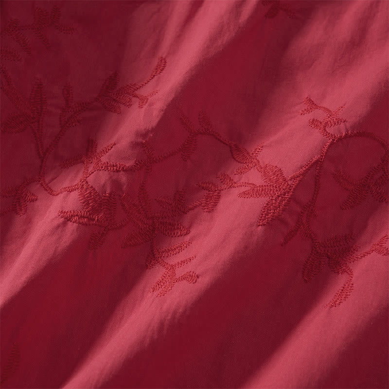 Buddha Stones Camicia da donna in cotone con motivo a foglie, manica lunga e scollo a V primaverile - image 21