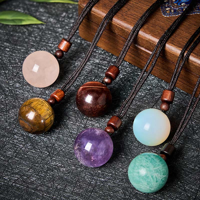 Buddha Stones Collana con ciondolo di protezione in quarzo fumé con occhio di tigre e cristallo rosa bianco - image 0