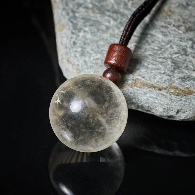 Buddha Stones Collana con ciondolo di protezione in quarzo fumé con occhio di tigre e cristallo rosa bianco - image 2