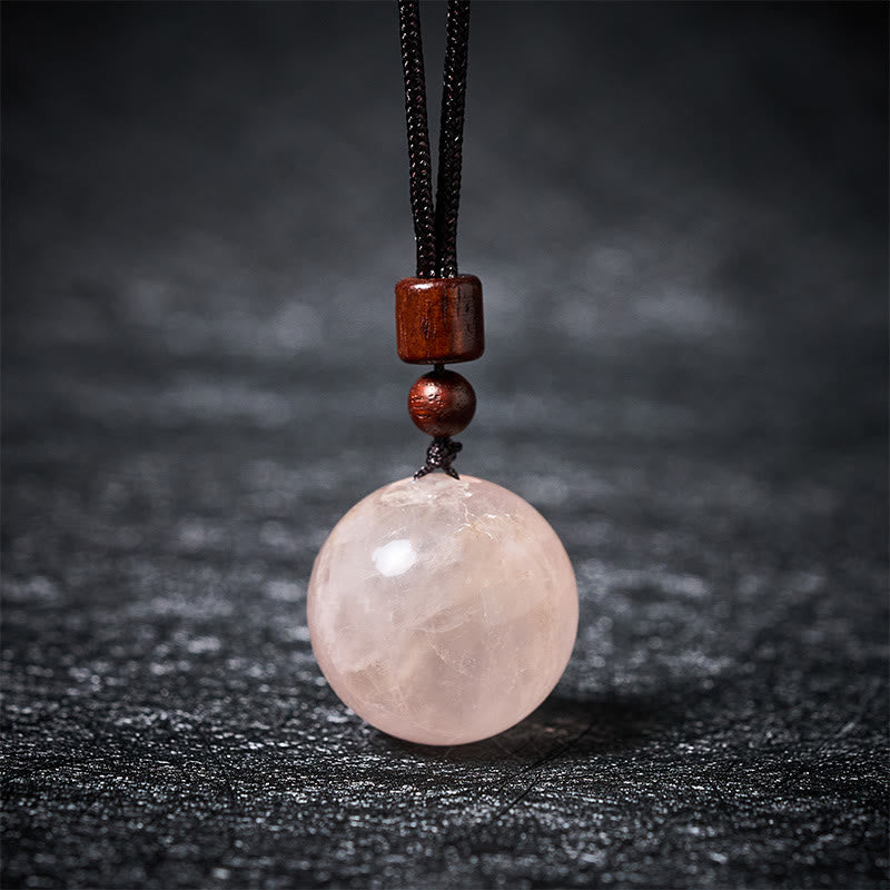 Buddha Stones Collana con ciondolo di protezione in quarzo fumé con occhio di tigre e cristallo rosa bianco - Cristallo rosa - image 5