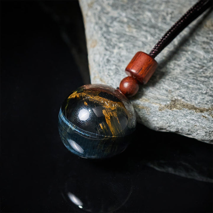 Buddha Stones Collana con ciondolo di protezione in quarzo fumé con occhio di tigre e cristallo rosa bianco - image 26