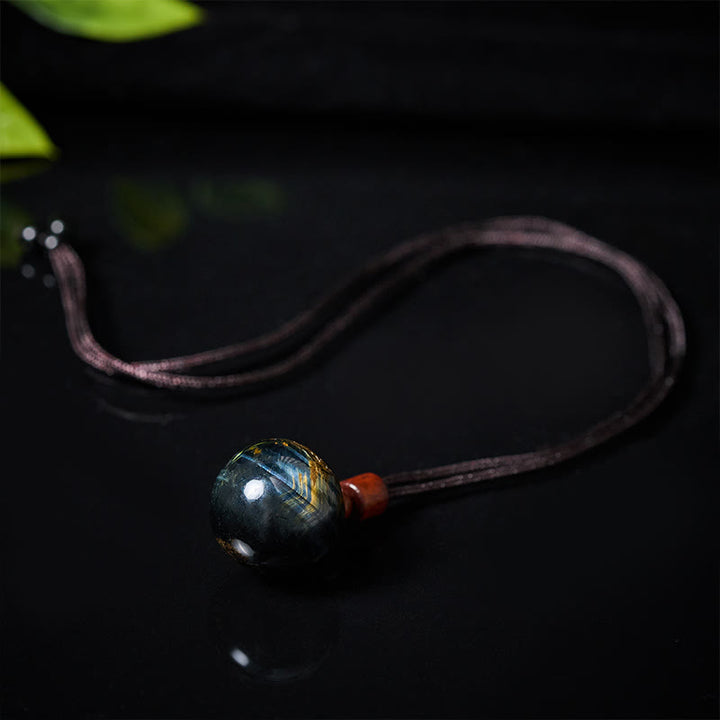 Buddha Stones Collana con ciondolo di protezione in quarzo fumé con occhio di tigre e cristallo rosa bianco - image 27