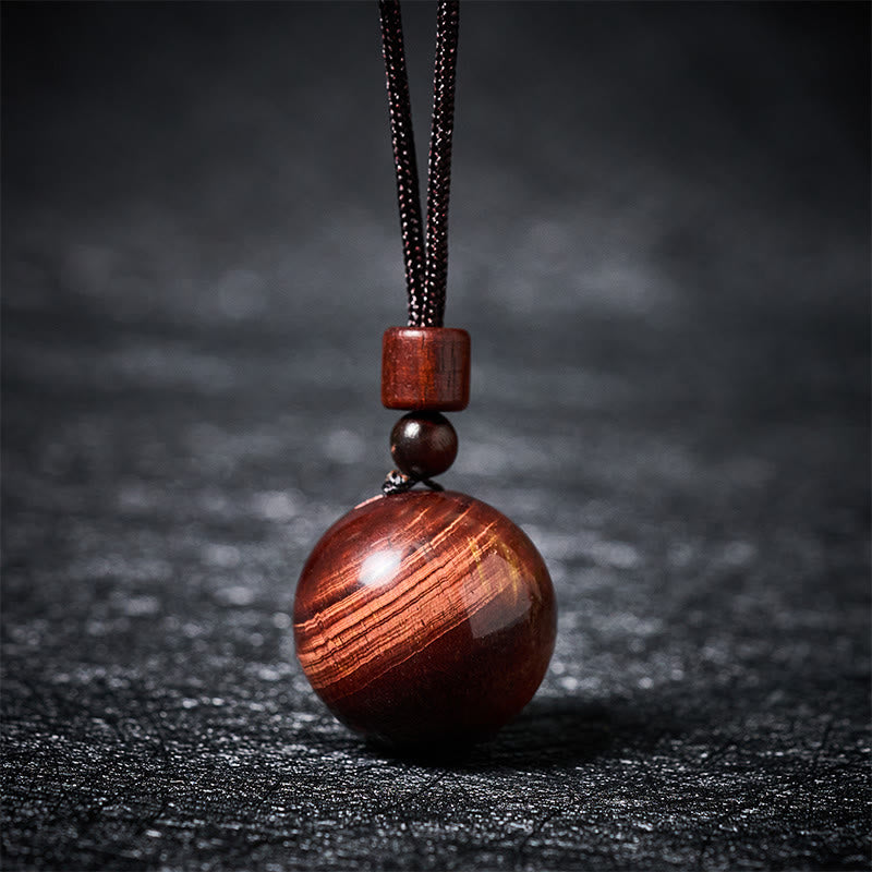 Buddha Stones Collana con ciondolo di protezione in quarzo fumé con occhio di tigre e cristallo rosa bianco - Occhio di tigre rosso - image 29