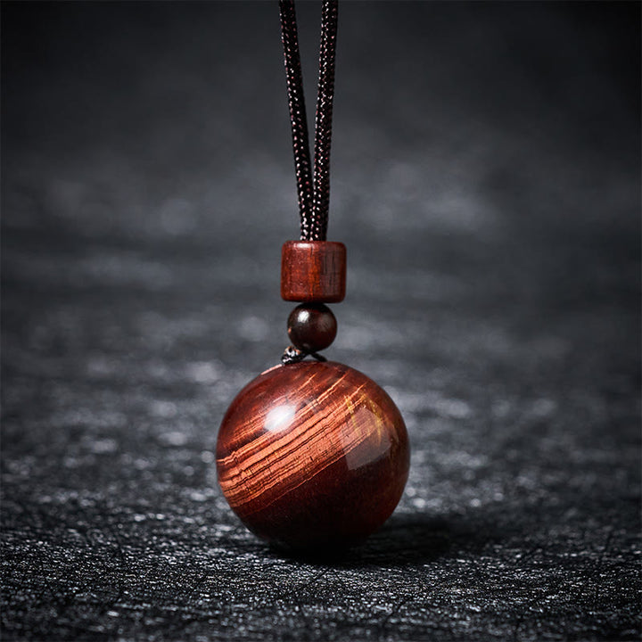 Buddha Stones Collana con ciondolo di protezione in quarzo fumé con occhio di tigre e cristallo rosa bianco - Occhio di tigre rosso - image 29
