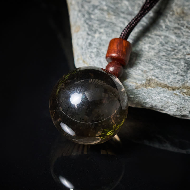 Buddha Stones Collana con ciondolo di protezione in quarzo fumé con occhio di tigre e cristallo rosa bianco - image 34