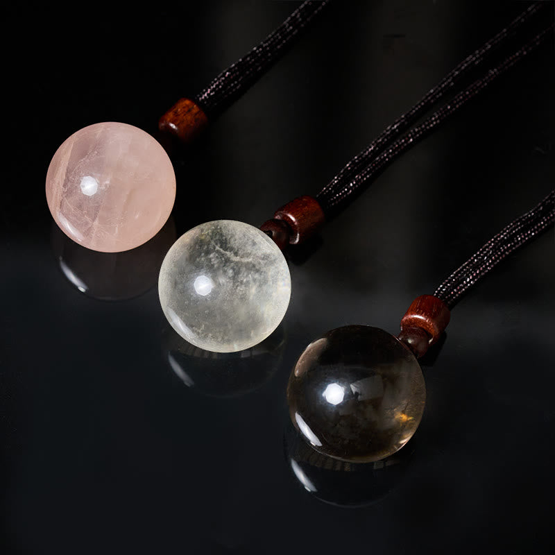 Buddha Stones Collana con ciondolo di protezione in quarzo fumé con occhio di tigre e cristallo rosa bianco - image 39