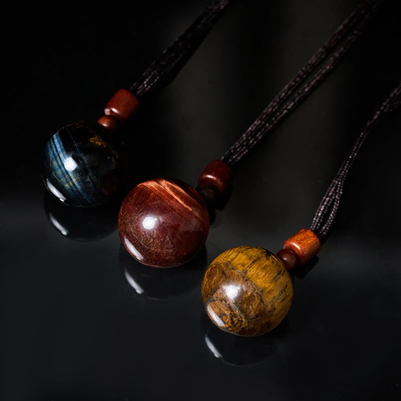 Buddha Stones Collana con ciondolo di protezione in quarzo fumé con occhio di tigre e cristallo rosa bianco - image 37