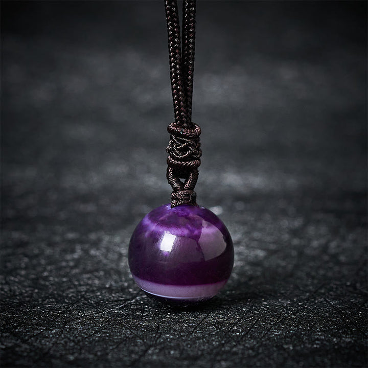 Buddha Stones Collana con pendente Balance in ametista, agata gialla, agata varia, cristallo rosa, lazurite, lapislazzuli - Agata viola - image 11