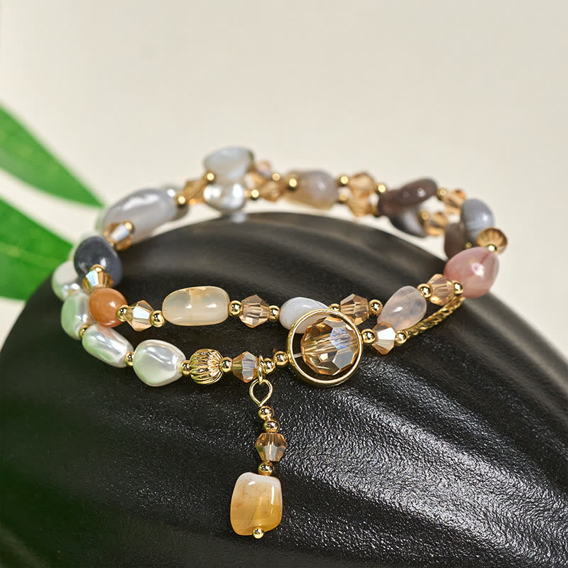 Bracciale doppio giro con perle di vetro irregolari Buddha Stones - image 2