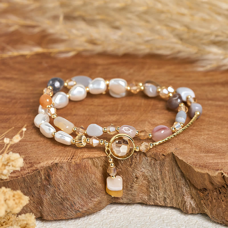 Bracciale doppio giro con perle di vetro irregolari Buddha Stones - image 1
