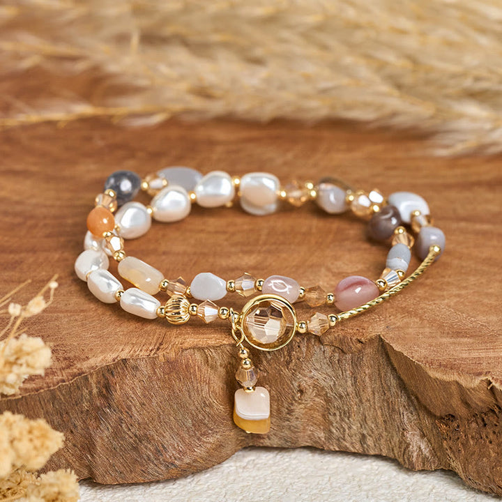 Bracciale doppio giro con perle di vetro irregolari Buddha Stones - image 1