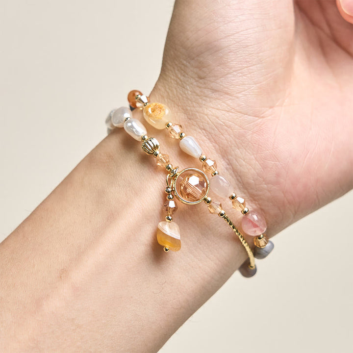Bracciale doppio giro con perle di vetro irregolari Buddha Stones - image 3