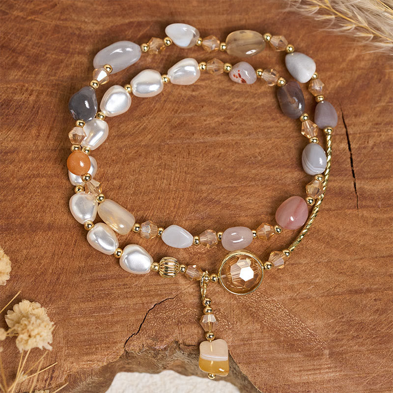 Bracciale doppio giro con perle di vetro irregolari Buddha Stones - image 4