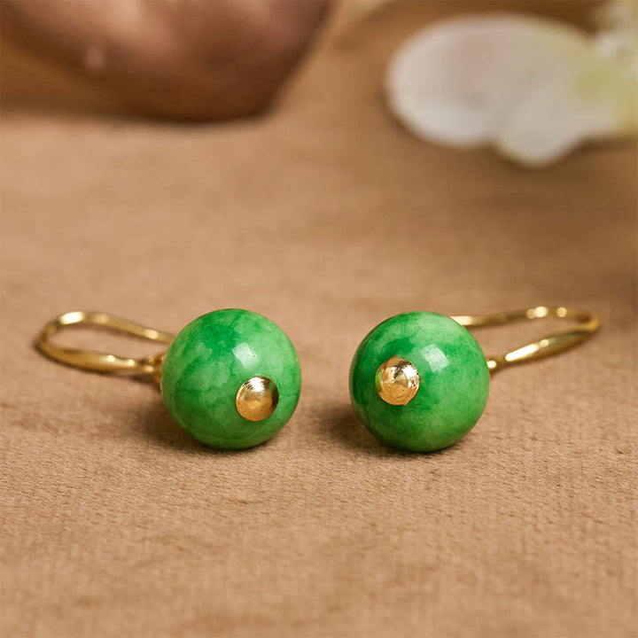 Buddha Stones Orecchini in argento sterling 925 con calcedonio verde e forza e coraggio - image 3
