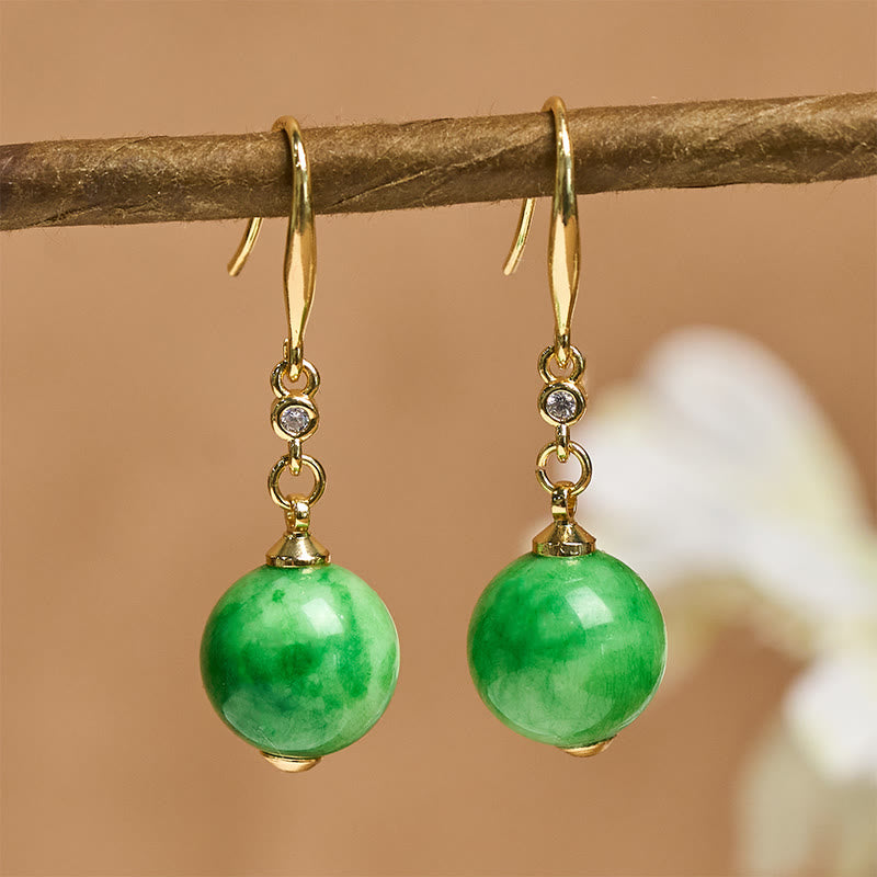 Buddha Stones Orecchini in argento sterling 925 con calcedonio verde e forza e coraggio - image 2