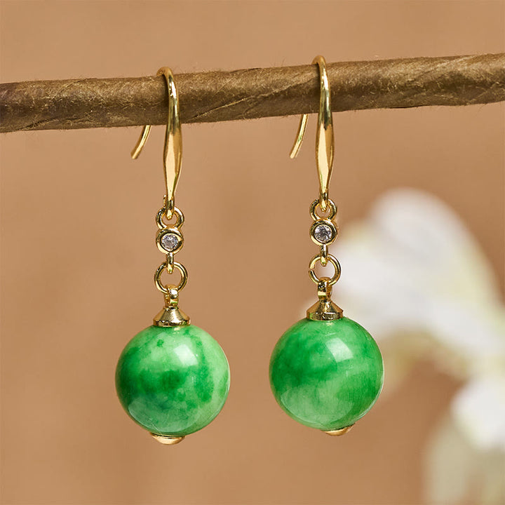Buddha Stones Orecchini in argento sterling 925 con calcedonio verde e forza e coraggio - image 2