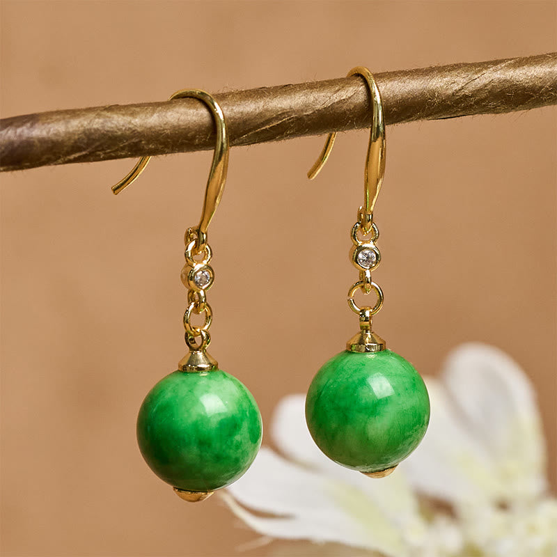 Buddha Stones Orecchini in argento sterling 925 con calcedonio verde e forza e coraggio - image 1