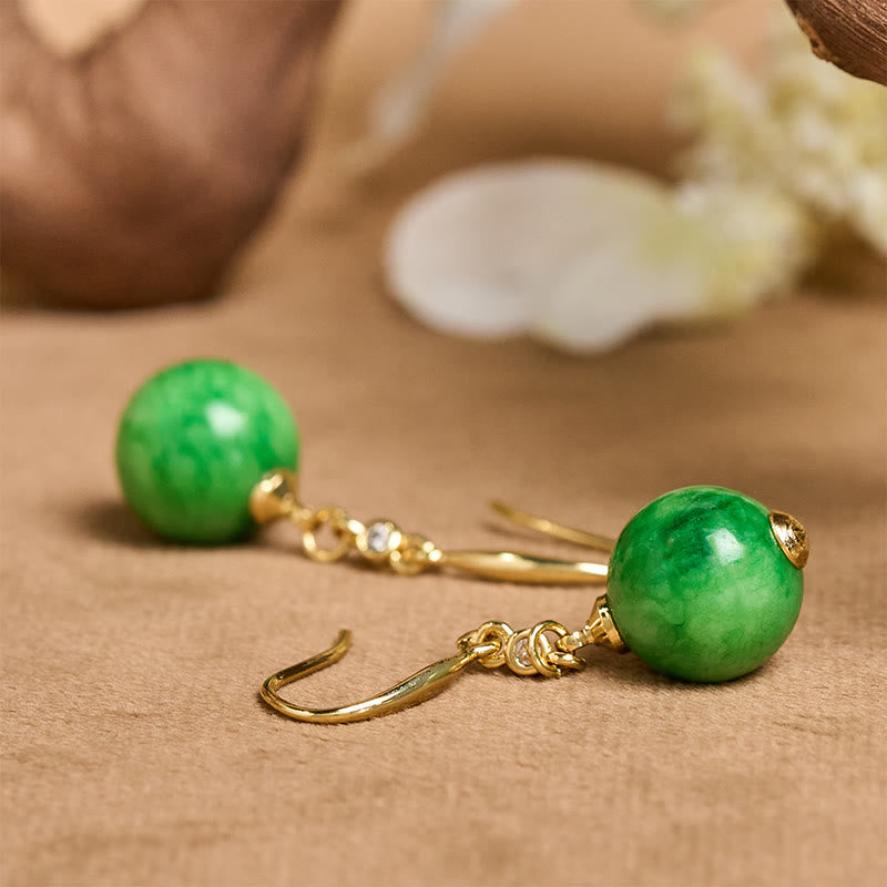 Buddha Stones Orecchini in argento sterling 925 con calcedonio verde e forza e coraggio - image 4