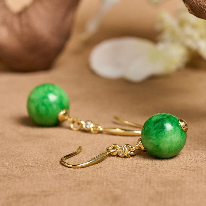 Buddha Stones Orecchini in argento sterling 925 con calcedonio verde e forza e coraggio - image 4