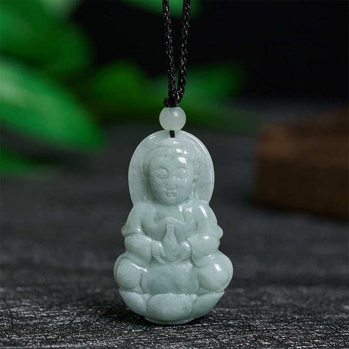 Buddha Stones Ciondolo con collana di armonia di Jade Kwan Yin Avalokitesvara - Giada Avalokitesvara - image 0