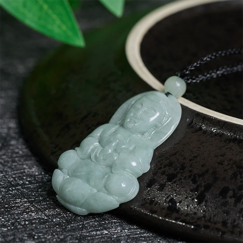 Buddha Stones Ciondolo con collana di armonia di Jade Kwan Yin Avalokitesvara - image 2