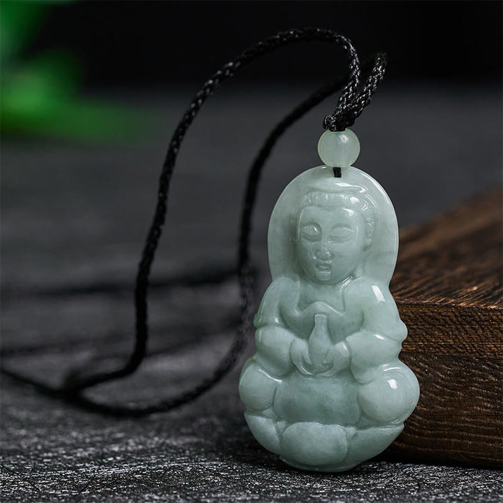 Buddha Stones Ciondolo con collana di armonia di Jade Kwan Yin Avalokitesvara - image 1