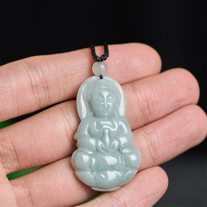 Buddha Stones Ciondolo con collana di armonia di Jade Kwan Yin Avalokitesvara - image 3