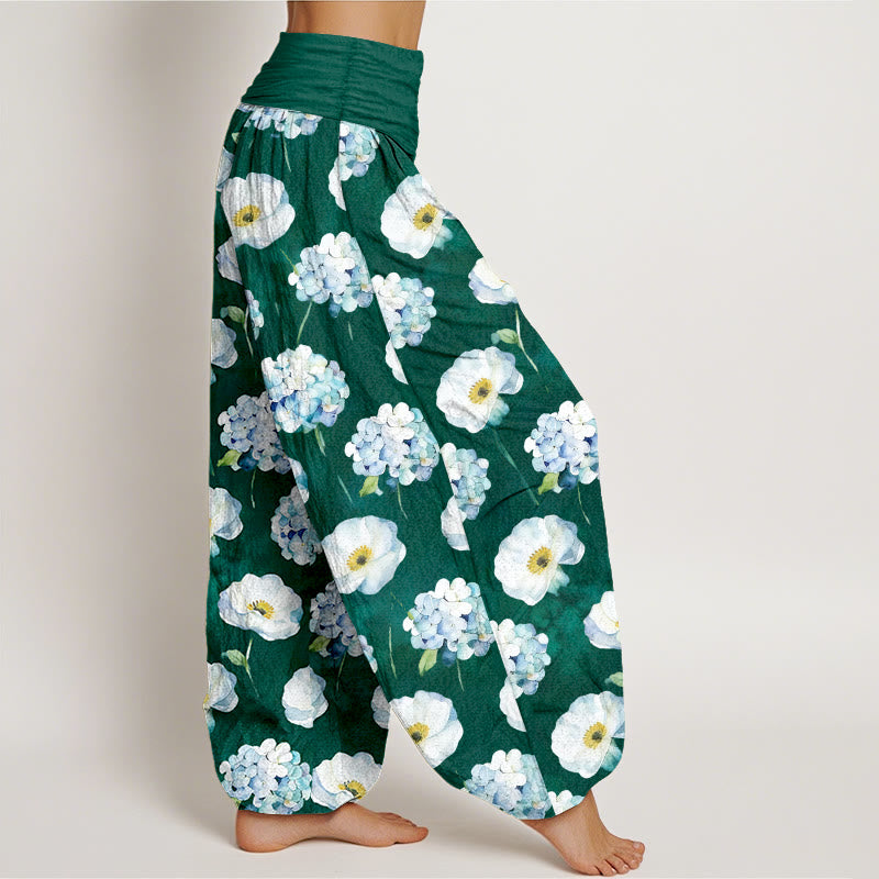 Buddha Stones Pantaloni harem da donna con elastico in vita e motivo floreale in cotone fresco ed elegante - image 2