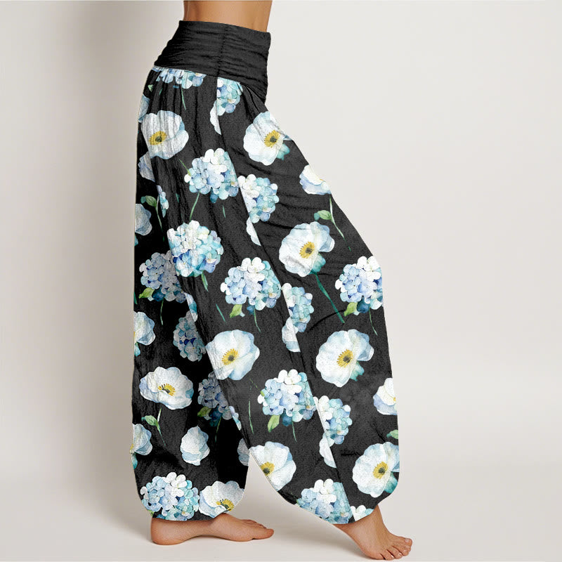 Buddha Stones Pantaloni harem da donna con elastico in vita e motivo floreale in cotone fresco ed elegante - image 7