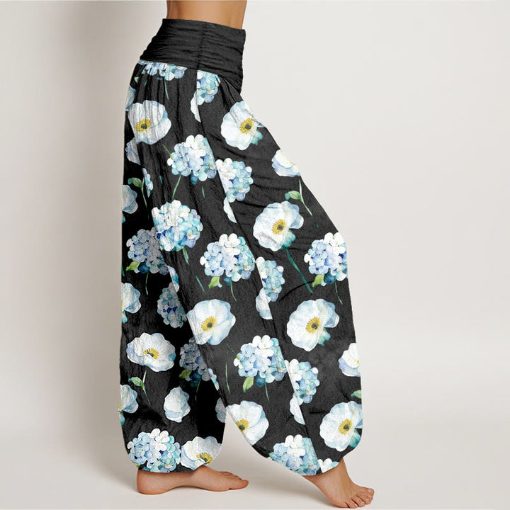 Buddha Stones Pantaloni harem da donna con elastico in vita e motivo floreale in cotone fresco ed elegante - image 7